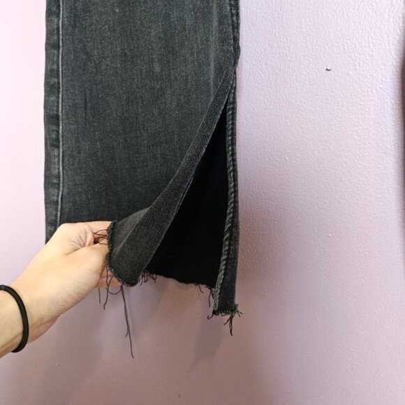 Hollister Washed Black Soft Stretch High Rise Raw Hem Split Leg Flare Jeans - Picture 5 of 11